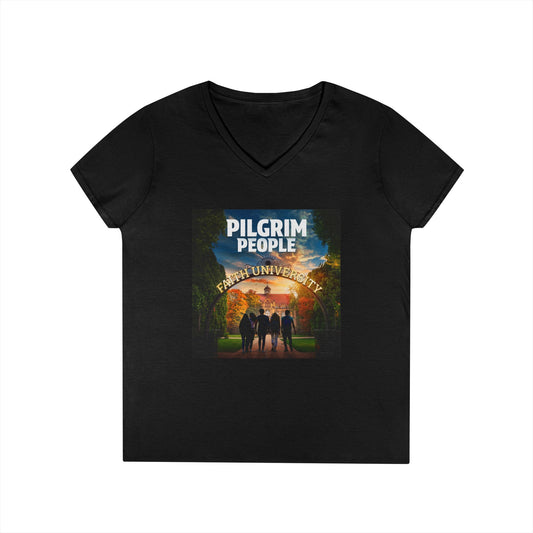 Pilgrim People - Ladies' V-Neck T-Shirt